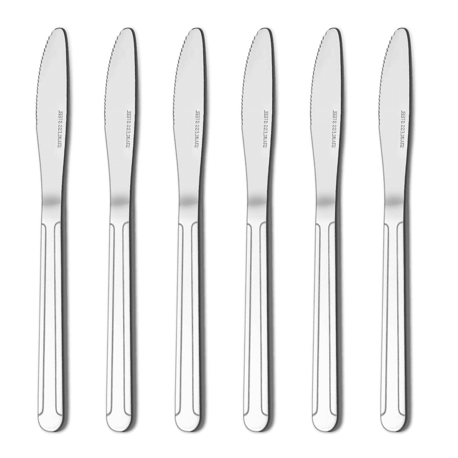 Bestdin Dinner Knife Set, 24 Pieces 8-inch Kitchen Knives, Pattern Design Stainless Steel Cutlery Knife, Table Knives for Home, Hotel and Restaurant, Bestdin Dinner Knife Set, 24 Pieces 8-inch Kitchen Knives, Pattern Design Stainless Steel Cutlery Knife, Table Knives for Home, Hotel and Restaurant,