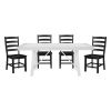 Modern Contemporary Black White 5pc Dining Set Table and 4 Side Chairs Set Wooden Kitchen Dining Furniture Casual Style