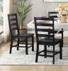 Modern Contemporary Black White 5pc Dining Set Table and 4 Side Chairs Set Wooden Kitchen Dining Furniture Casual Style