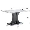 Faux Marble Dining Table Set with Convertible Base, Luxury Rectangular Kitchen Table for 6-8, Modern White Faux Marble Tabletop with MDF Base, Dining
