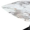 Faux Marble Dining Table Set with Convertible Base, Luxury Rectangular Kitchen Table for 6-8, Modern White Faux Marble Tabletop with MDF Base, Dining
