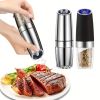 1pc/2pcs Electric Pepper Mill Herb Coffee Grinder Automatic Gravity Induction Salt Shaker Grinders Machine Kitchen Herb Spice Mill Tools (Battery Not